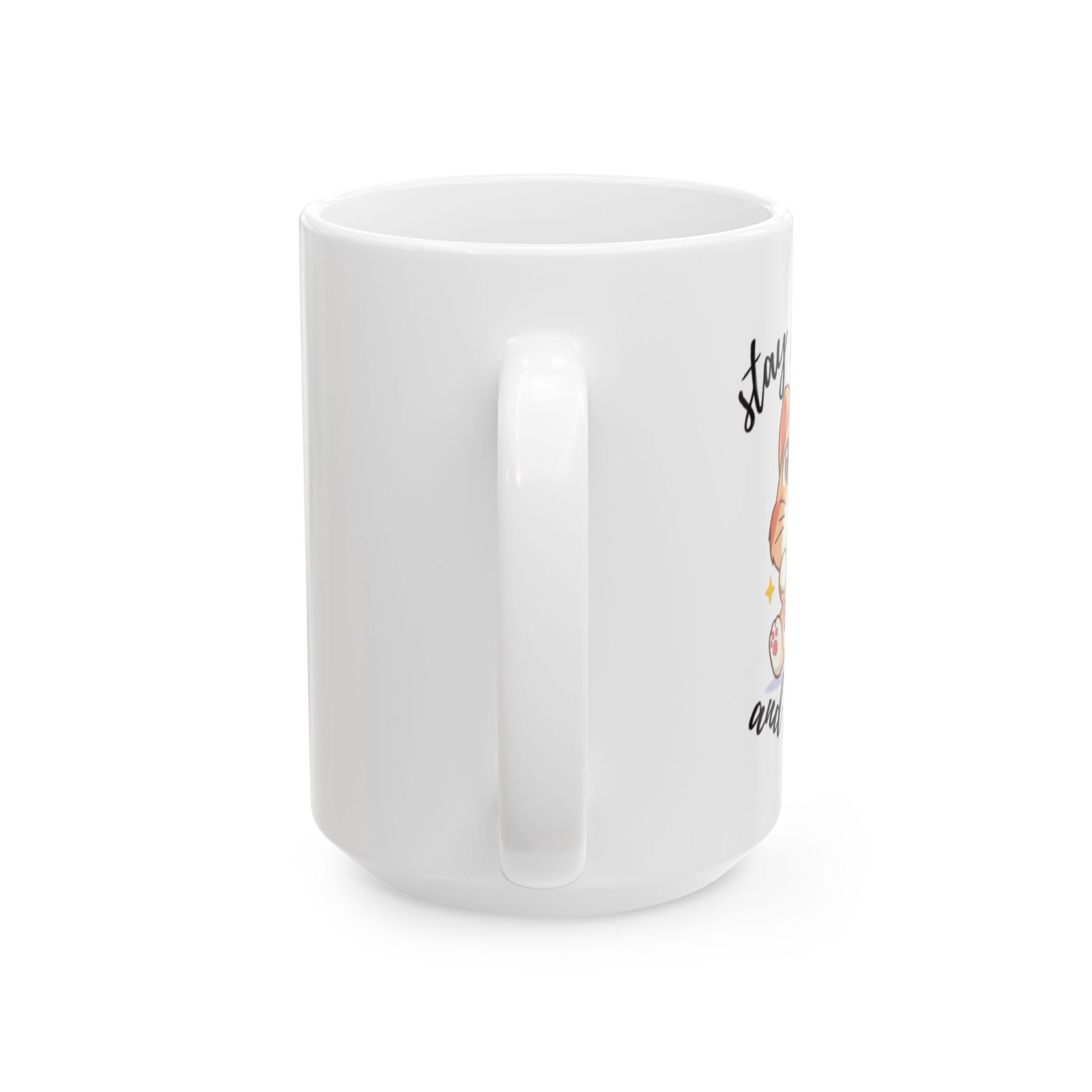 "Stay Pawsitive Cat Mug – Cute Ceramic Cup with Boba Cat Illustration, good gift for birthday, gift for mom