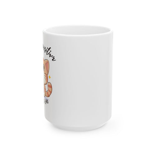 "Stay Pawsitive Cat Mug – Cute Ceramic Cup with Boba Cat Illustration, good gift for birthday, gift for mom