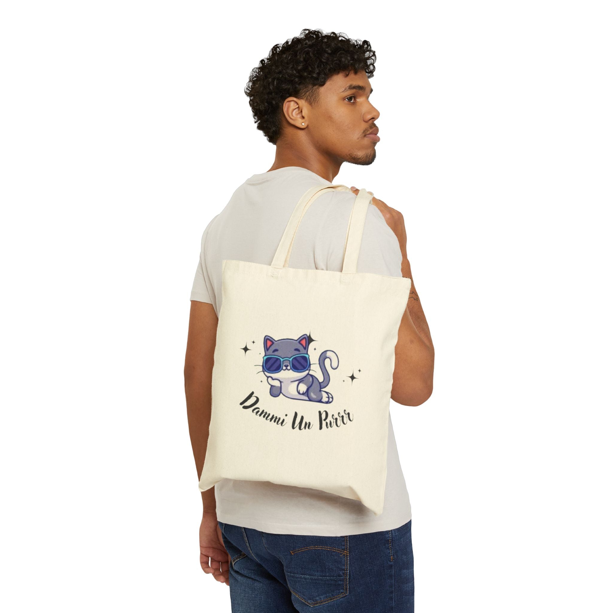 Dammi Un Purr Cat Tote Bag, Cute Canvas Bag, Cat Lover Gift, Animal Lover Tote, Funny Cat Saying, Everyday Use
